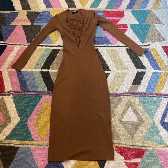 Reformation Edison ribbed midi long sleeve dress - Picture 3 of 3